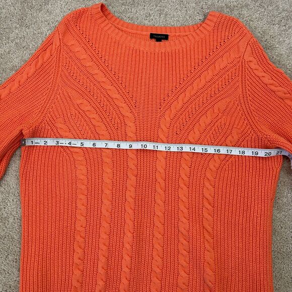 Talbots Sweater Womens Large Peach Orange Pullover Cable Knit Stretch Ladies - Picture 7 of 12